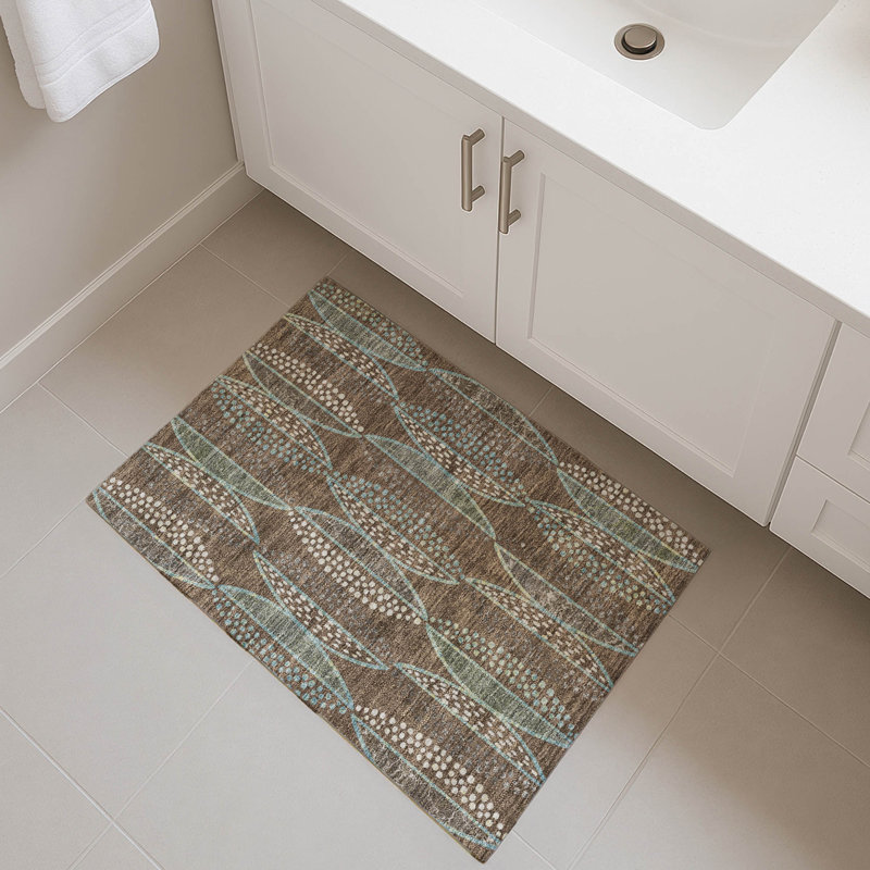 Machine Washable Indoor/Outdoor Chantille ACN2711 Casual Rug, 1'8" x 2'6", Brown