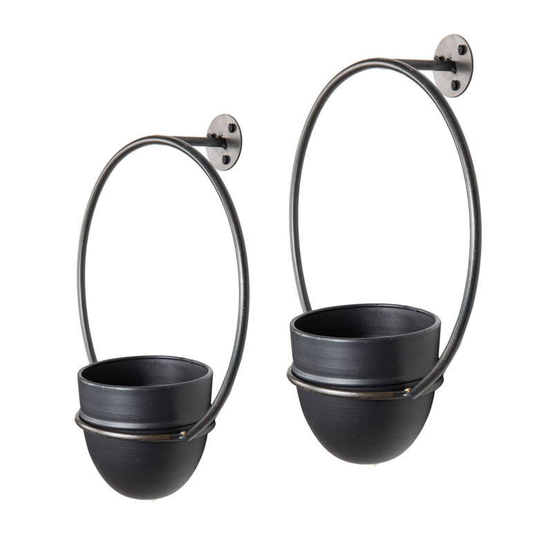 Black Iron 2-Piece Rustic Hanging Planter Set
