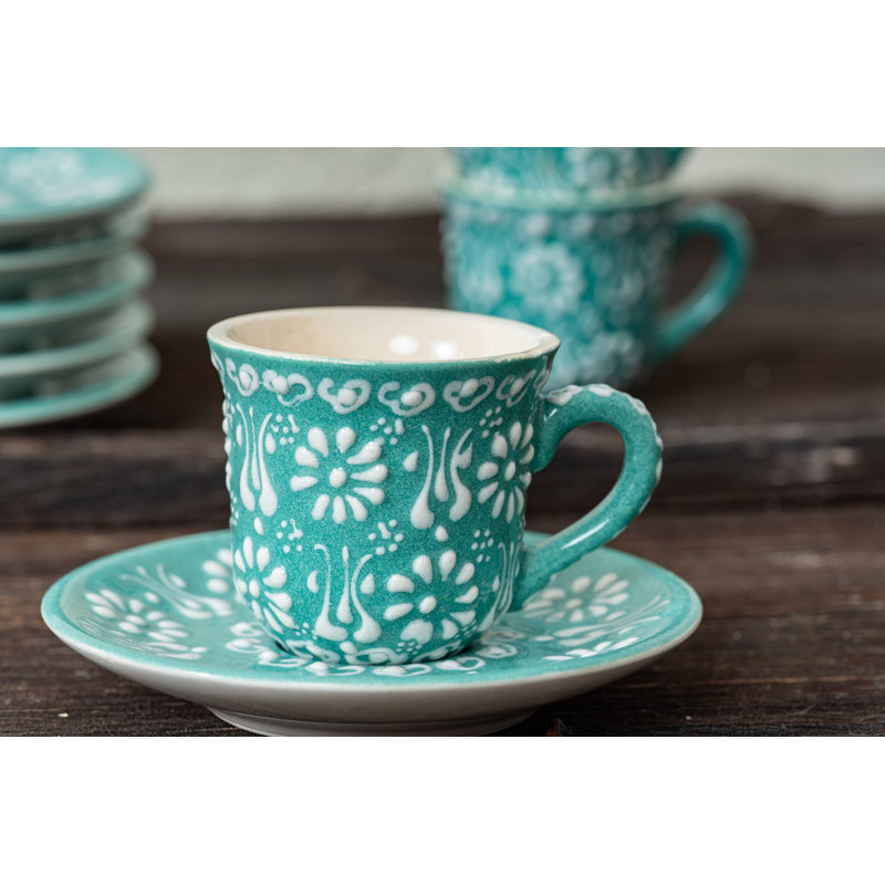 Hand Painted Ceramic Ceramic Espresso Cup, Green