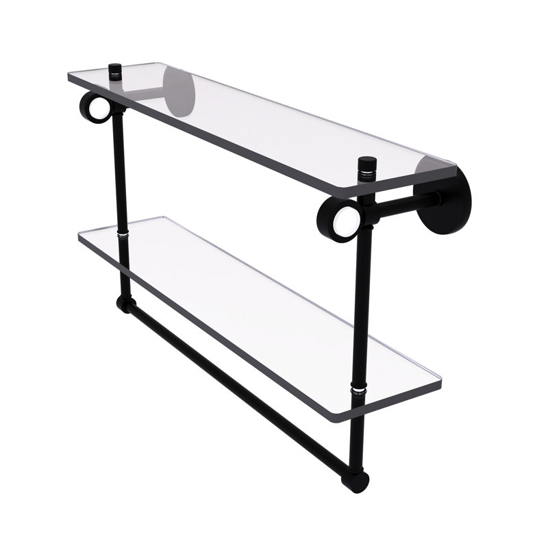 Tablette murale en verre double meuble-lavabo Margolis, H 12,8 po x l 22 po x p 5,6 po, Noir mat