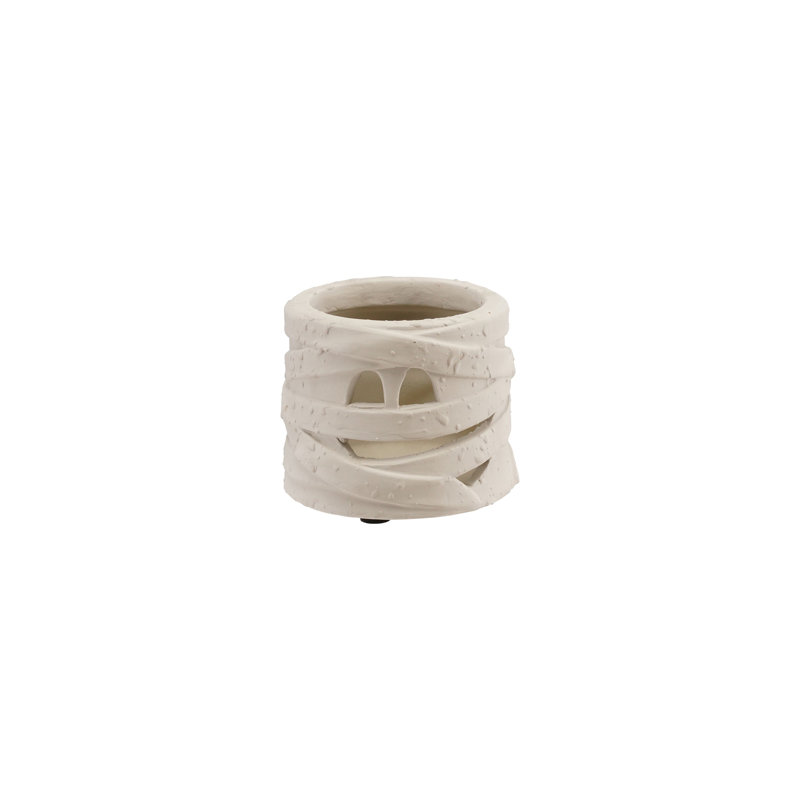 Lanterne en terre cuite avec découpe de face de maman blanche, H 3 po x l 3,75 po x P 3,75 po