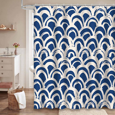 Rideau de douche Watercolor Indigo Tie Dye Blue avec 12 crochets