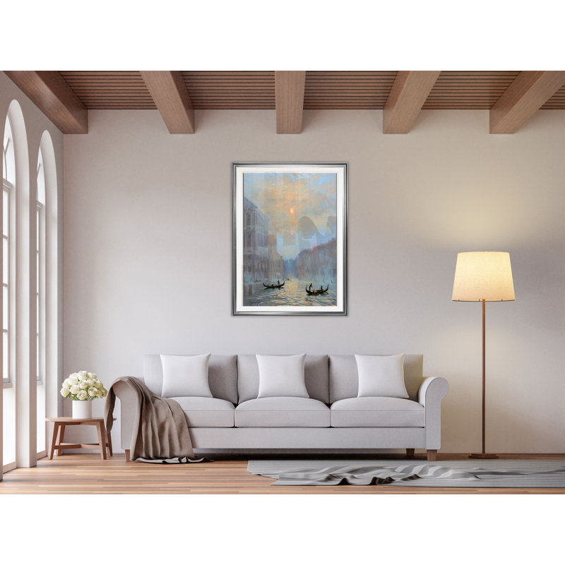 « venice matinée brume », reproduction, H 24 po x l 20 po x P 1,5 po, Cadre argenté