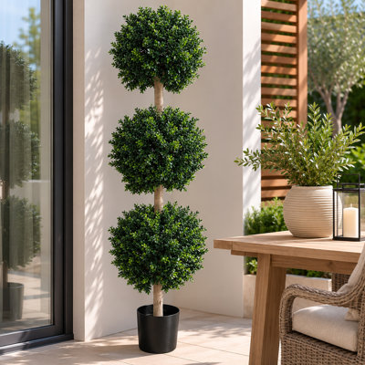 Leaf Artificial Boxwood Ball Trees 150cm Faux Boxwood Tree in Pot Liner