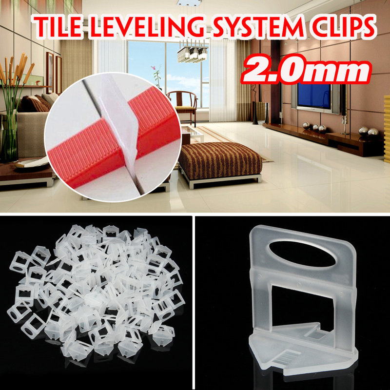 100Pcs Tile Levelling System Spacer Clips Floor Wall Tiling Tool - 2.0mm