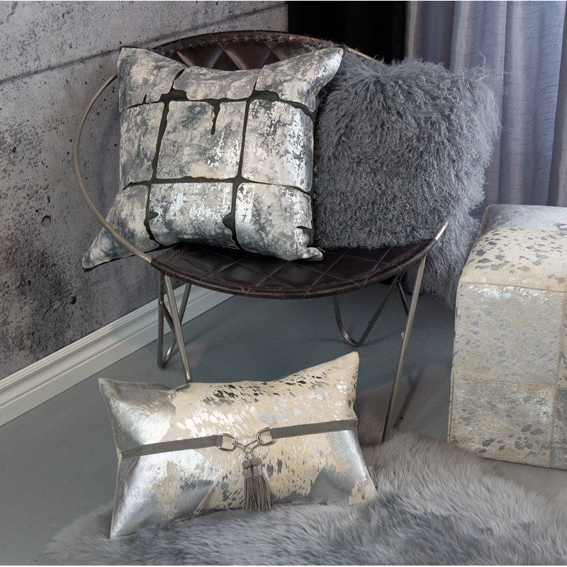 Coussin 100% coton patchwork Karlin, argent