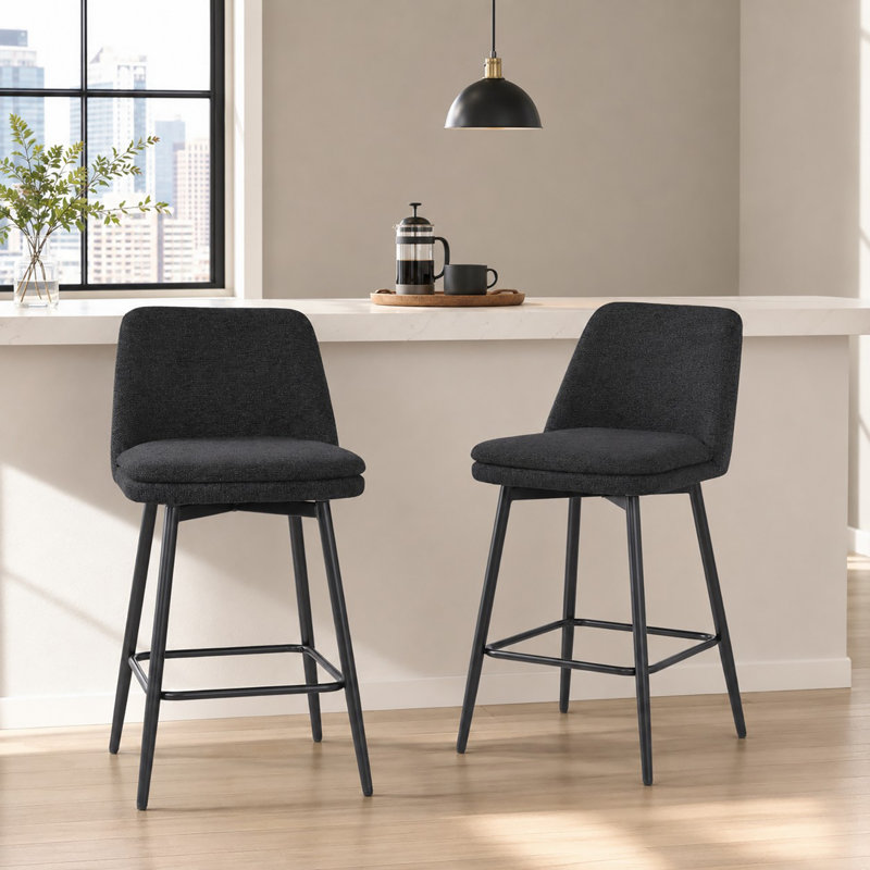 Tabouret de bar et de comptoir pivotant de 25,6 po Deboroh, Noir