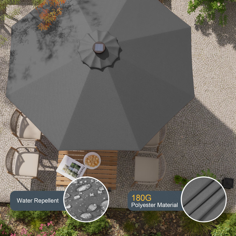  Parasol de marché 9 pi, H 92,5 po x l 108 po x P 108 po, Gris anthracite