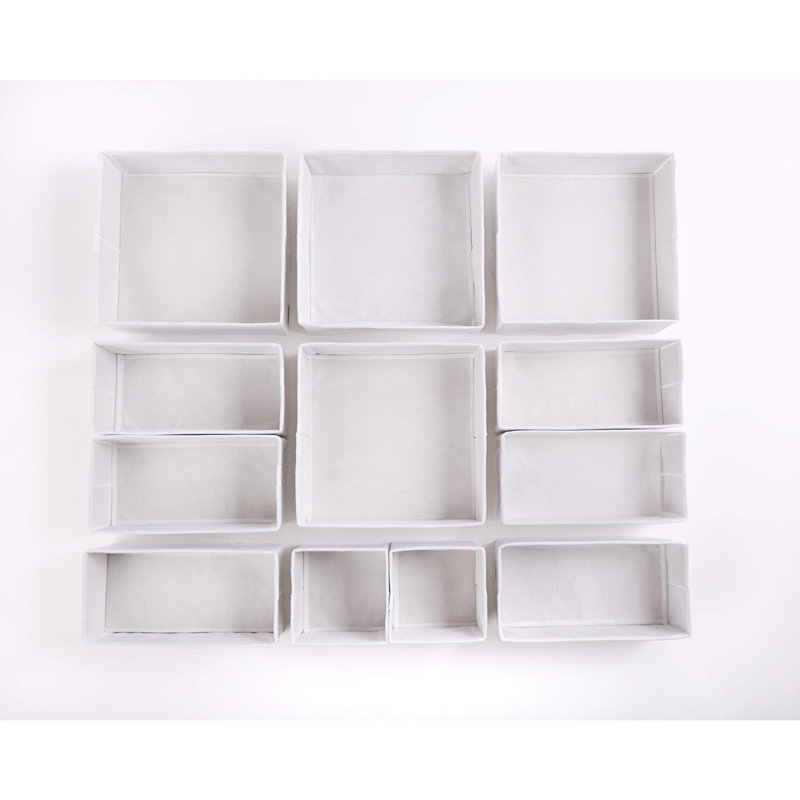 12Pcs Large Drawer Organizers Bedroom Wardrobe Organizer, White