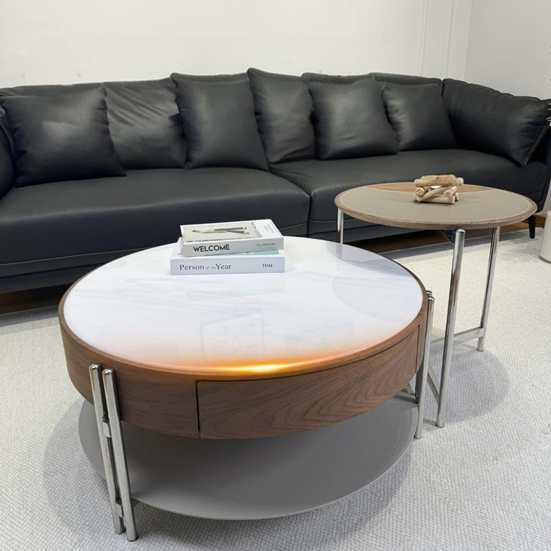 Combinaison de tables basses rondes de style rétro, Blanc