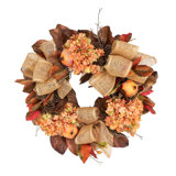27" Fall Wreath with Pomegranates and Burlap Bows