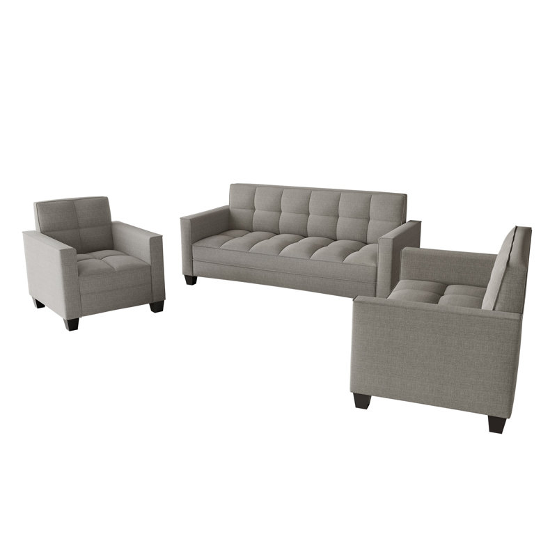 3-Piece Upholstered Sofa Set, Gray