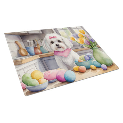 Decorating Easter Maltese Glass Cutting Board