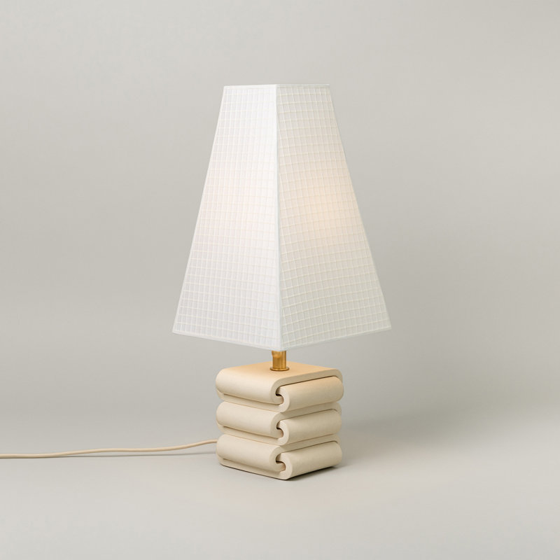 Gio Table Lamp, Bone, Grid