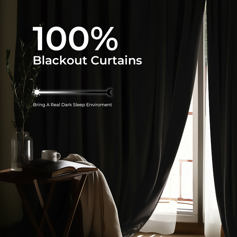 100% Blackout Faux Linen Pinch Pleated Curtain Panels Thermal Insulated Drapes with 20 Hooks for Bedroom & Living Room, Set of 2