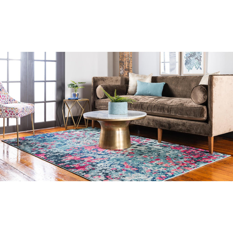 Auyeung Washable Abstract Indoor Rug, Rectangle 7'1" x 10'