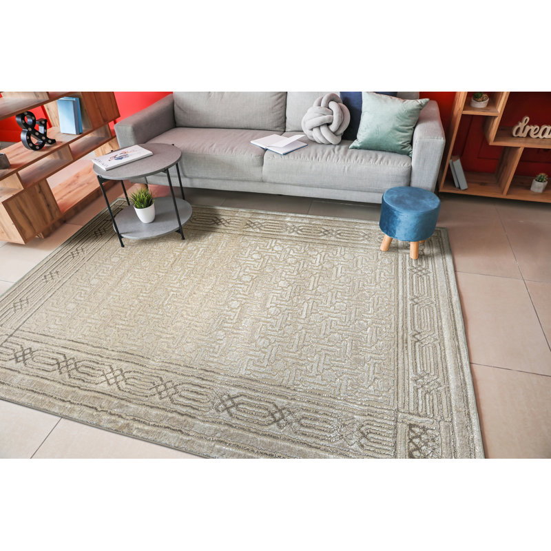 Davide 1231 Transitional Bordered Area Rug, Rectangle 3'3" x 4'11", Beige