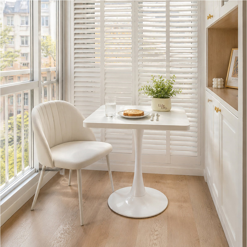 Table de salle à manger Mid Century, Blanc