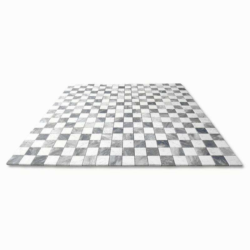 12" x 12" Marble Mosaic Sheet Wall & Floor Tile, White/Gray