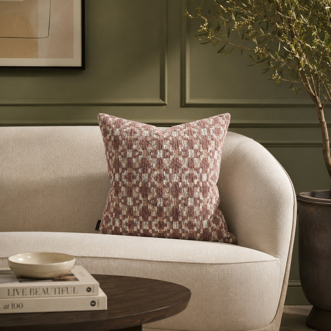 Fraser Throw Pillow, 20x20, Rose