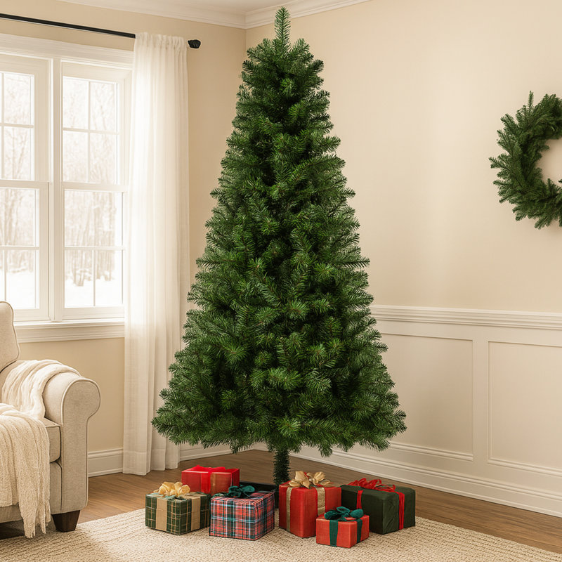 Arbre de Noël artificiel à charnière de 6 pi avec 582 pointes, branches complètes, support en plastique Holiday à 4 pieds pour la décoration intérieure, look, installation rapide, coffre-fort, support léger, arbre de décoration créatif, conseils et
