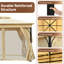 Pavillon de jardin extérieur 10 pi x 12 pi Roomfitter avec toits doubles, auvent, moustiquaire et écrans d'intimité pour l'ombre ou la pluie, beige-117002091-117002096