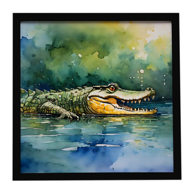 Crocodile, reproduction métallique encadrée