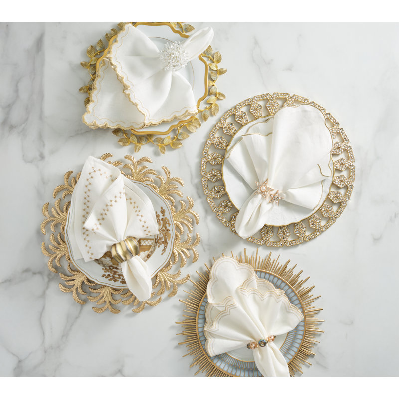 Starry Night Napkin, White/Gold