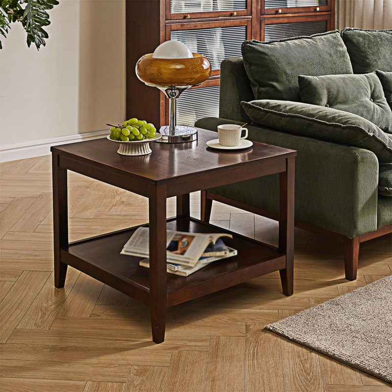 Table d'appoint en bois avec tablette, H 23,63 po x l 19,69 po x P 19,69 po