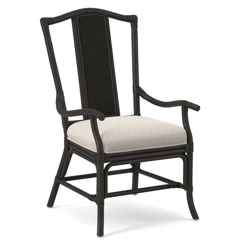 Drury Lane Slat Back Dining Arm Chair, Snow Crypton Performance; 0884-91, Brass