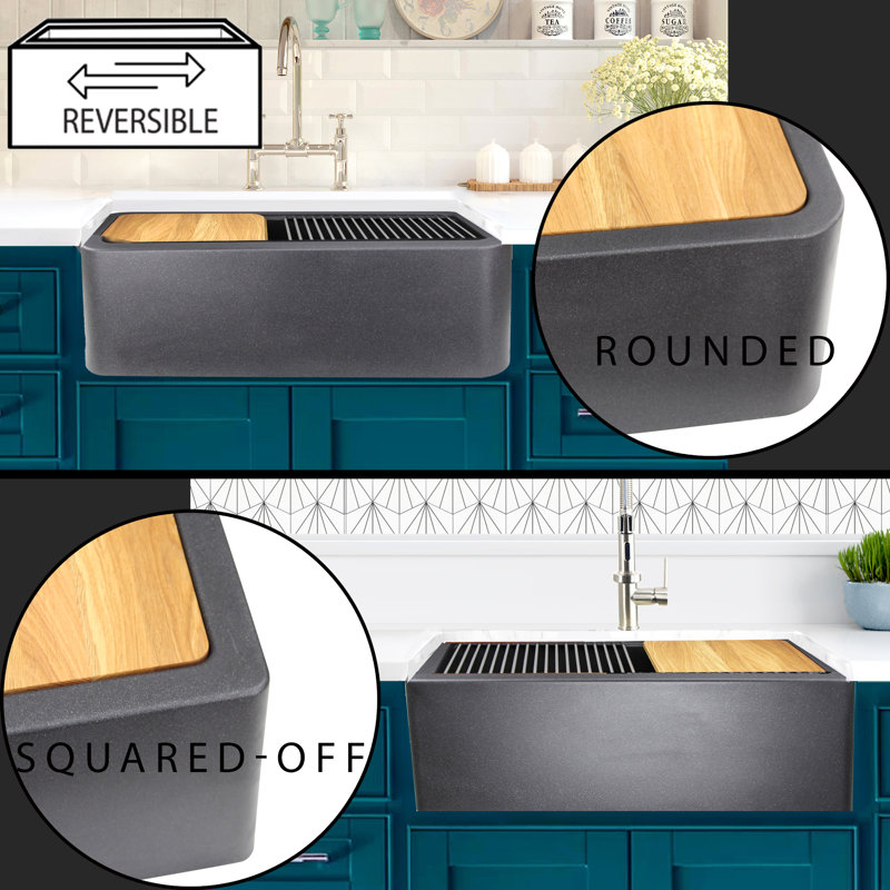 Plymouth 29.75'' L Single Basin Kitchen Sink, Black