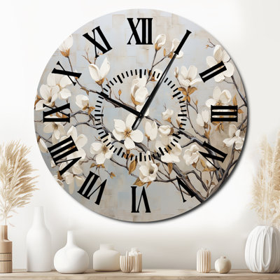 Horloge murale Beige et blanc Dogwood Peacefulness - Dogwood