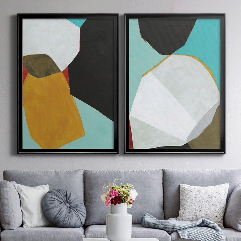 Graphica I, toile encadrée de qualité supérieure - prête à être accrochée, H 37 po x l 24,5 po, Noir