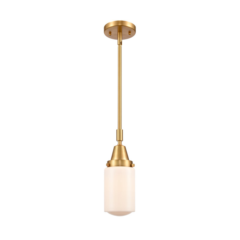 Luminaire suspendu cylindrique à 1 lumière Saroyan, Blanc mat, DEL, Or satiné