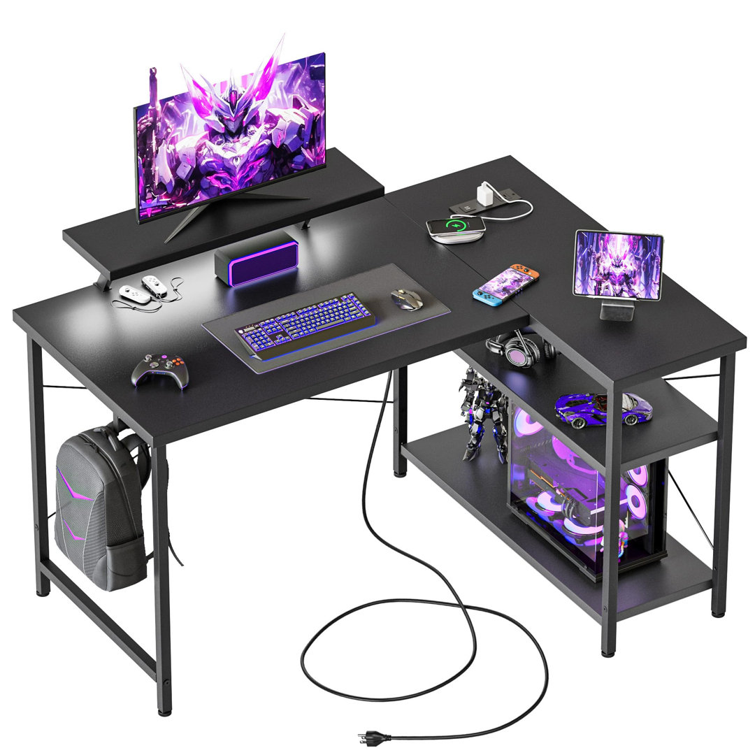 L-Shaped Metal Base Computer Desk