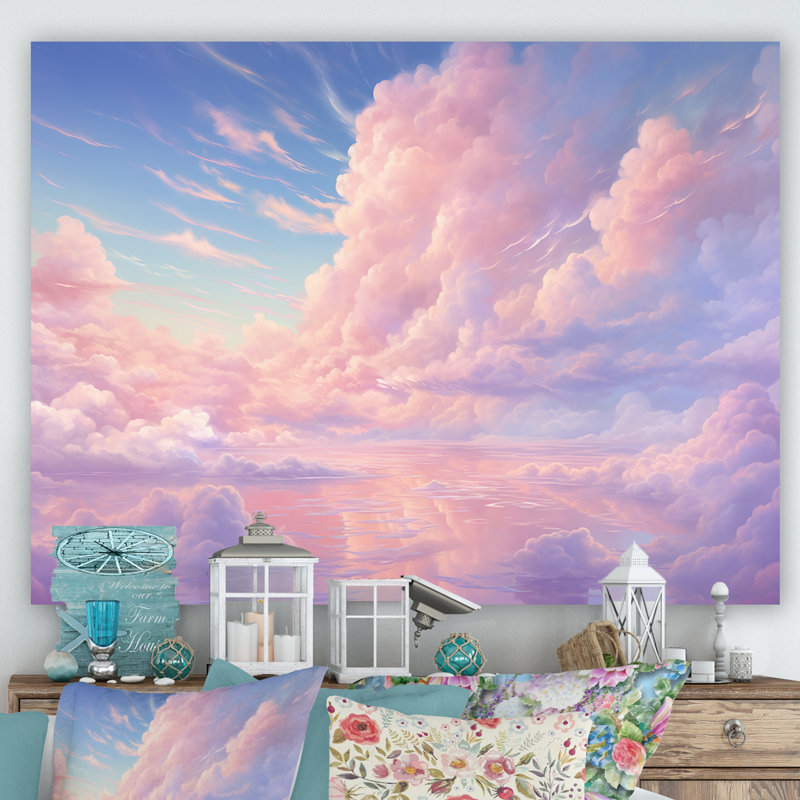 «Kawaii Clouds Landscape III», reproduction sur toile, Toile tendue, 12" H x 20" W