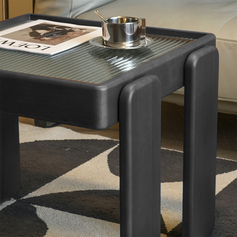 Solid + Glass Coffee Table Sets, Black, 17.72" H x 19.69" L x 19.69" W