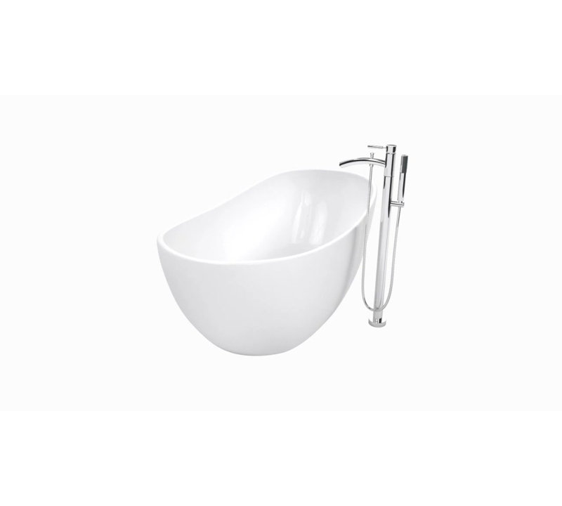 Rebecca 70" White Acrylic Freestanding Bathtub with Chrome Trim