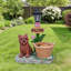 Statue d'extérieur de jardinière solaire chiot assis