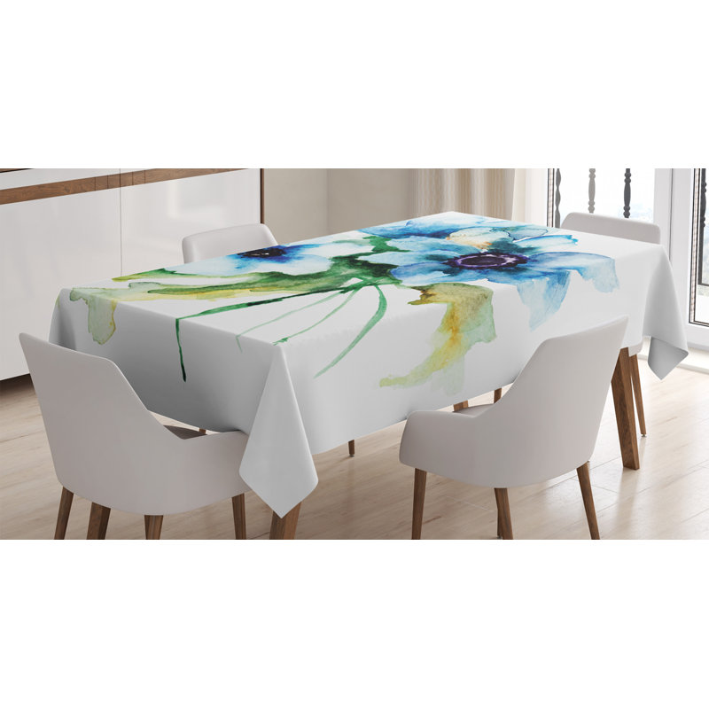 Watercolor Flower Tablecloth, 84" L x 60" W