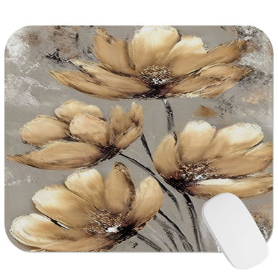 Floral Gold Flowers Modern Gaming Cute Office Laptop Desk Pad Gift Mat Square Rectangle Non-Slip Mousepad