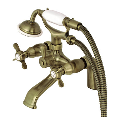 Kingston Brass Essex Three-Handle 2-Hole Deck Mount Clawfoot Tub Faucet with Hand Shower
