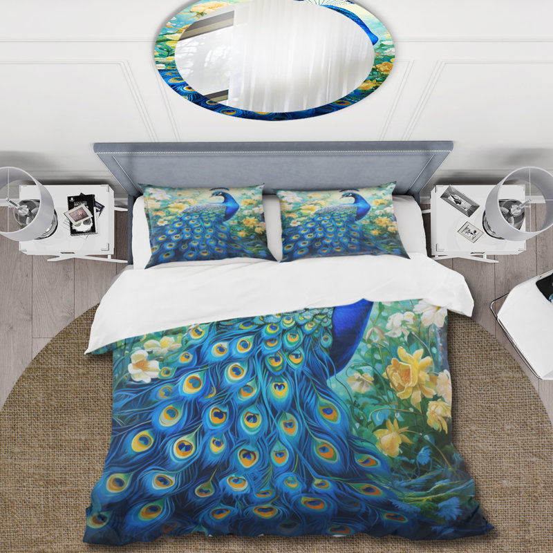 Ensemble de housse de couette en microfibre / polyester bleu sarcelle symboliste