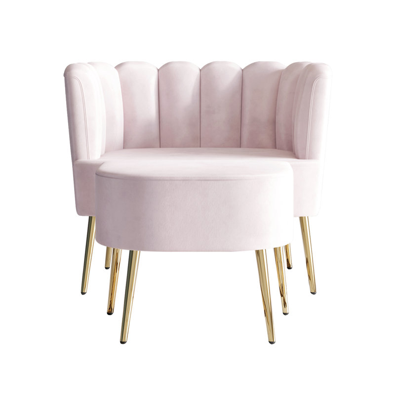 Lashaunta 2 Piece Velvet Barrel Chair Set, Light Pink Velvet