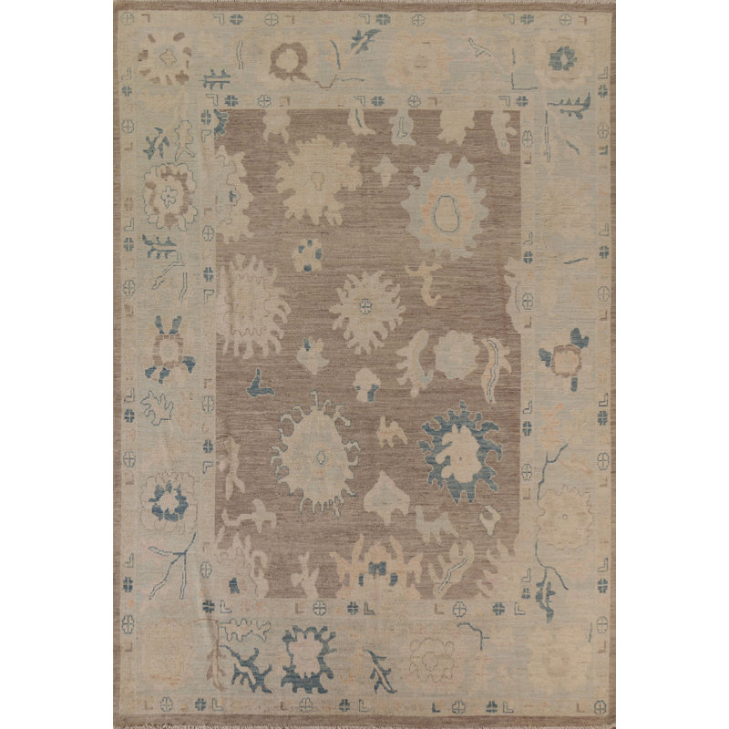 Tapis oriental brun en laine noué à la main 8 pi 1 po x 10 pi 4 po Oriental