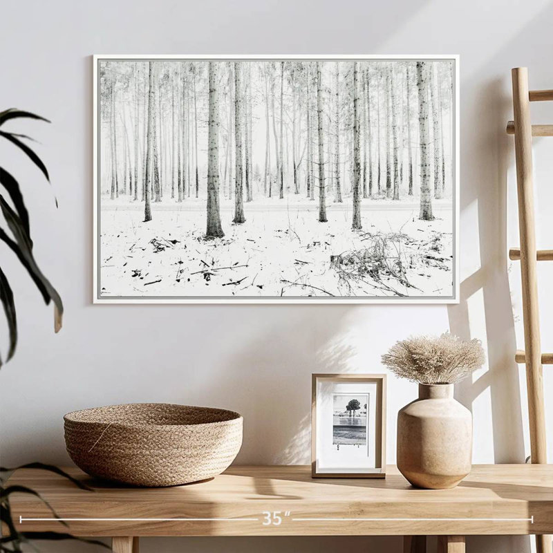 Forêt d'hiver de Langenargen, Cadre flottant blanc, 25 po x 17 po