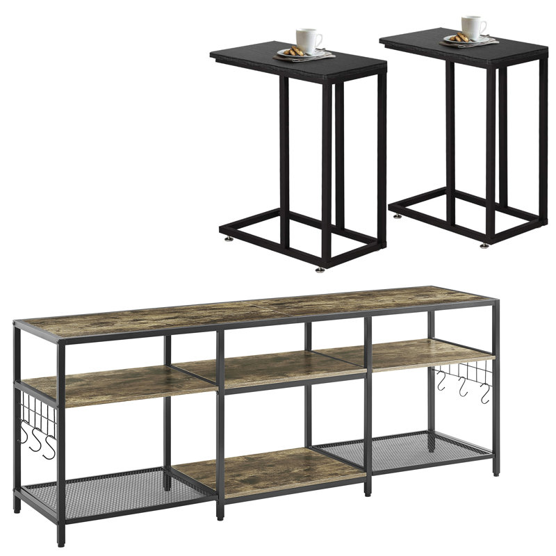 Ensemble de tables basses 3 pièces Racavan, Noir / brun