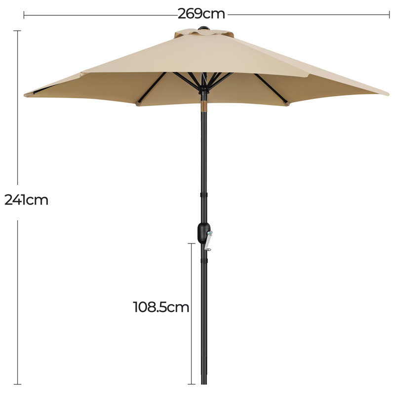 Charlean 269cm Tilt Parasol, Tan