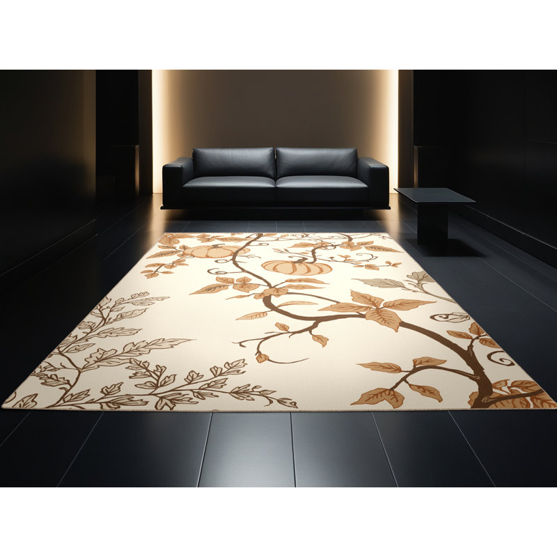 Tapis beige rustique lavable à la machine Ortencia, 8 x 12