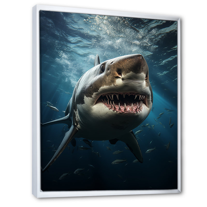 " Blue Shark Apex Predator Photo III ", White Floater Framed, 40" H x 30" W x 1.5" D